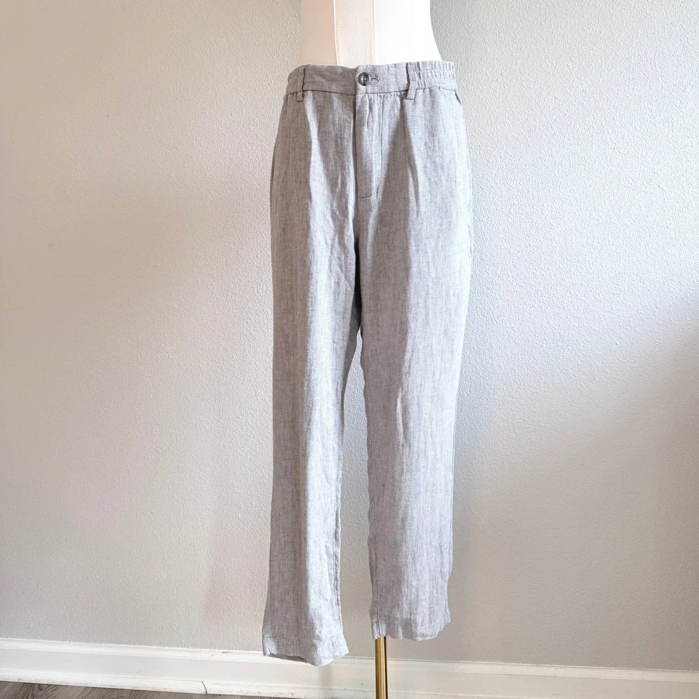 Banana Republic Mens Athletic Fit Linen Blend Pants Grey 32x30 Minimalist